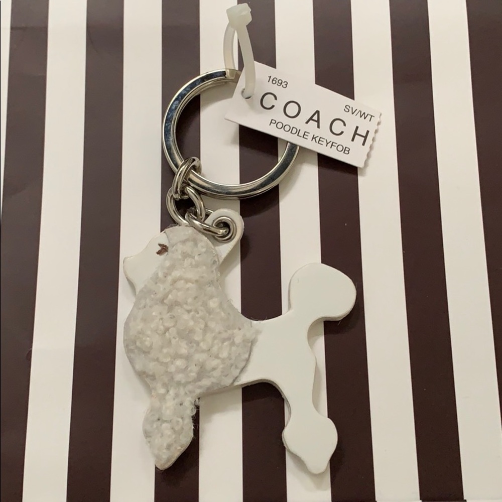 NWT COACH white poodle keyfob / purse charm